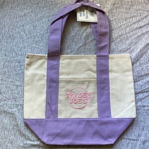 Trader Joe’s mini pastel Canvas Tote Bag in Lavender purple